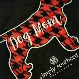 NWT SIMPLY SOUTHERN Dog Mom Shortie Tee Buffalo Plaid Long Sleeves 100% Cotton S